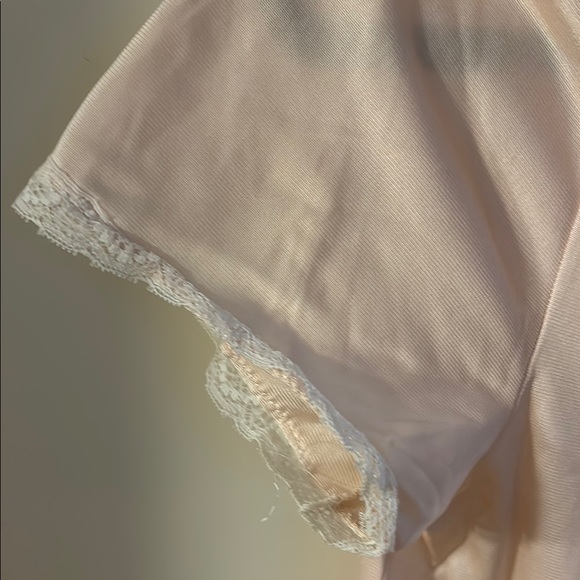 Vintage nylon pale peach pajama set, black slip and cream slip size S - Picture 10 of 13